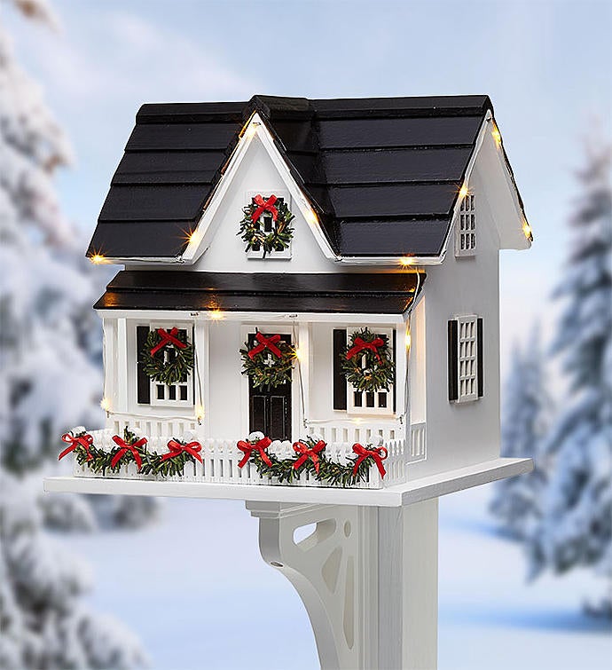 Home For The Holidays Lighted Birdhouse